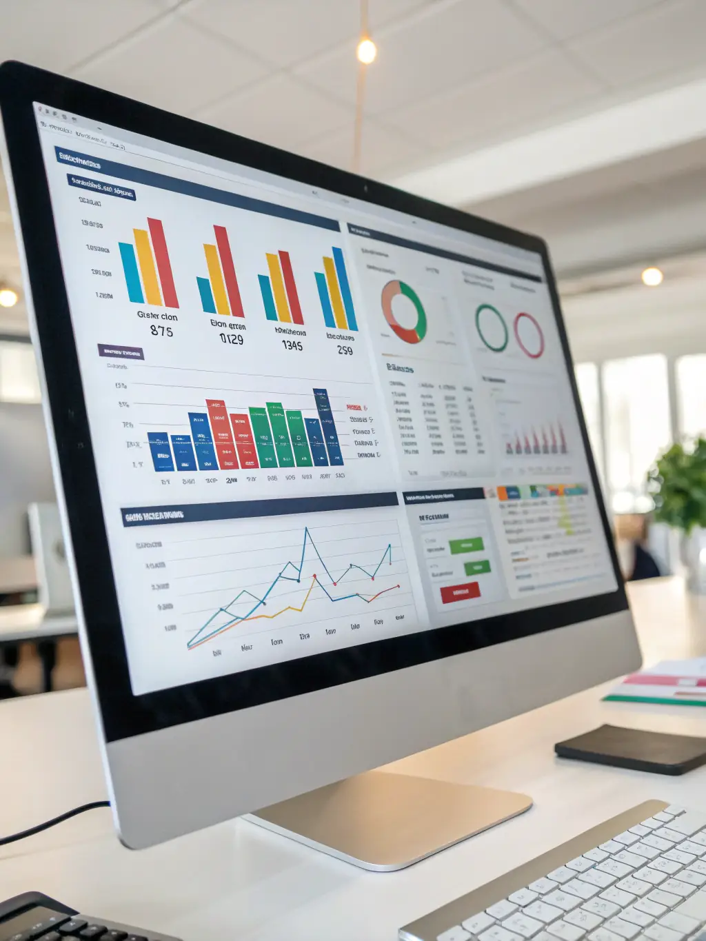 A data analytics dashboard displaying key performance indicators (KPIs) and insights from various digital marketing campaigns, highlighting the effectiveness and ROI of the strategies implemented.